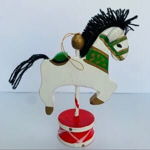 Vintage Wood Horse Christmas Tree Ornament